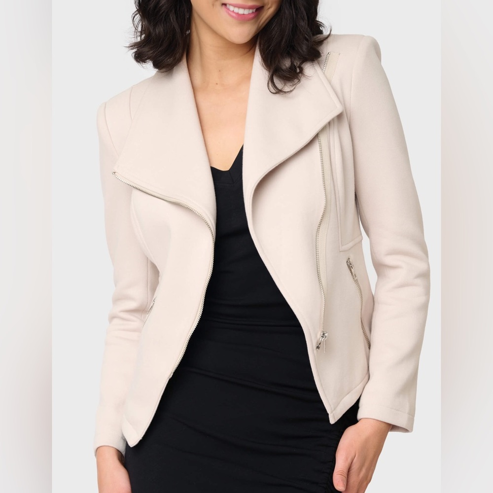 NWT Gibsonlook Stretch Knit Moto Jacket in Dune Size Medium